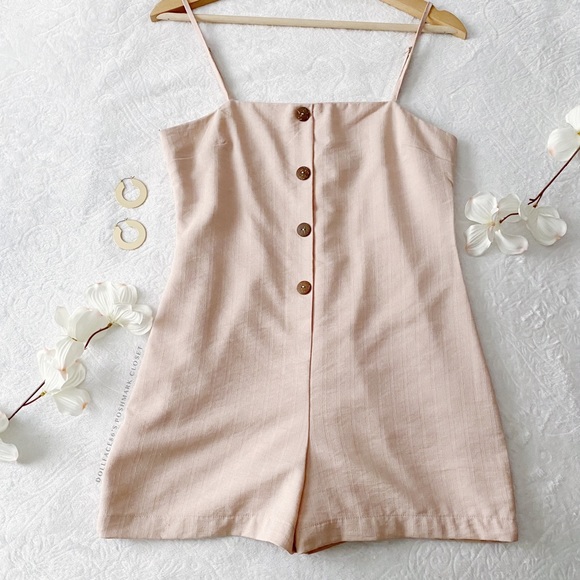Pink Button Down Romper - Picture 2 of 9